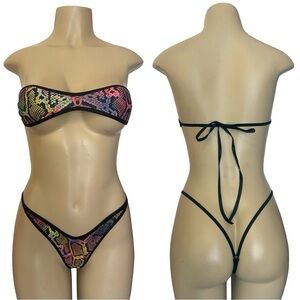 Multicolor Snake Print Bikini Set